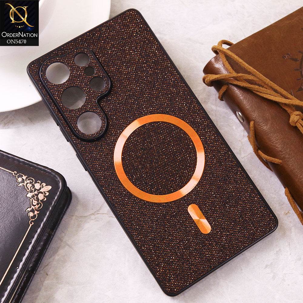 Samsung Galaxy S25 Ultra Cover - Brown - Premium Glitter Texture With Magsafe Case