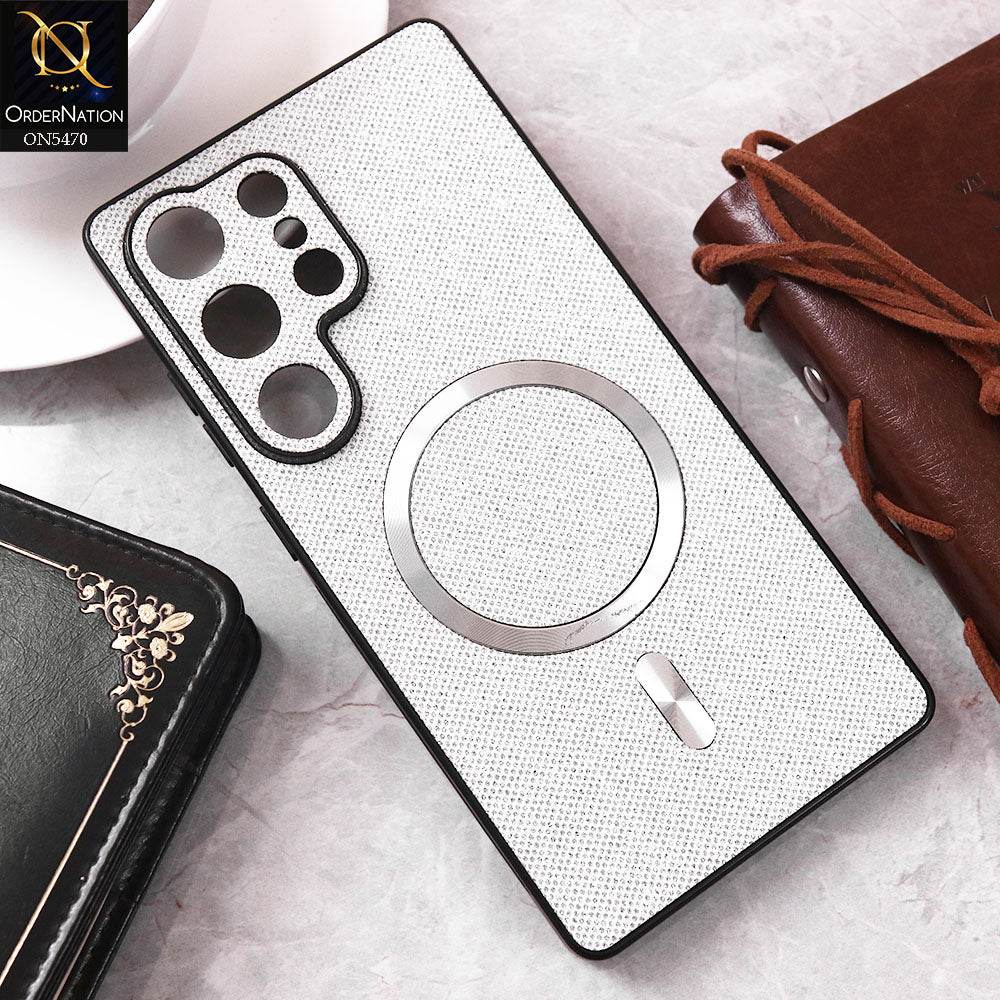 Samsung Galaxy S25 Ultra Cover - White - Premium Glitter Texture With Magsafe Case