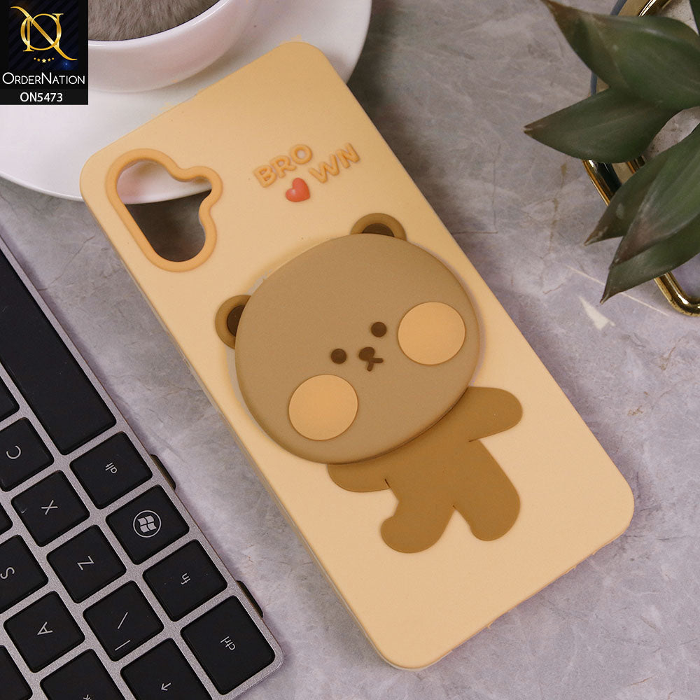 Samsung Galaxy A16 Cover - Peach - Cute 3D Bear Soft Case
