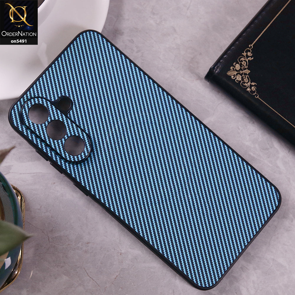 Samsung Galaxy A56 Cover - Light Blue - Elegant Carbon Fiber Texture Magsafe Style Soft Borders Case Wirh Camera Protection