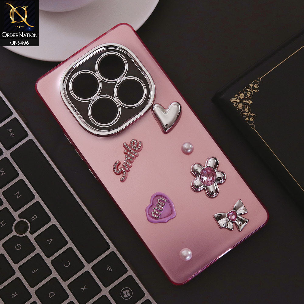 Xiaomi Redmi Note 14 Pro 4G Cover - Pink - 3D Smile Cartoon Matte Shinny Case With Camera Protection Soft Border Case
