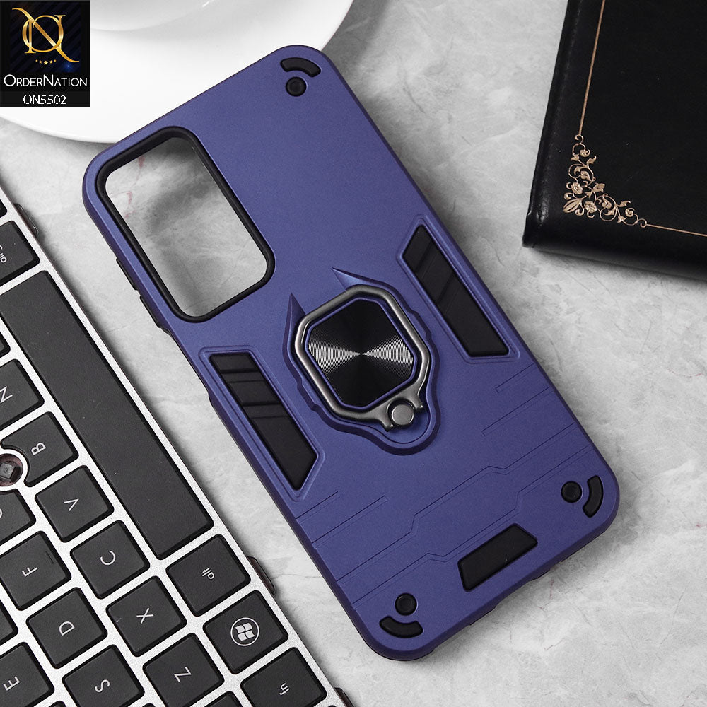 Samsung Galaxy A16 Cover - Blue - New Dual PC + TPU Hybrid Style Protective Soft Border Case With Kickstand Holder
