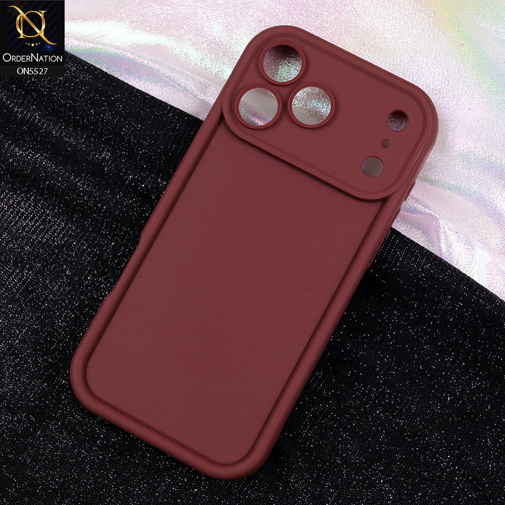iPhone 17 Pro Max Cover - Maroon - Soft Silicone Case With Round Bumper Matte TPU Shockproof Cover