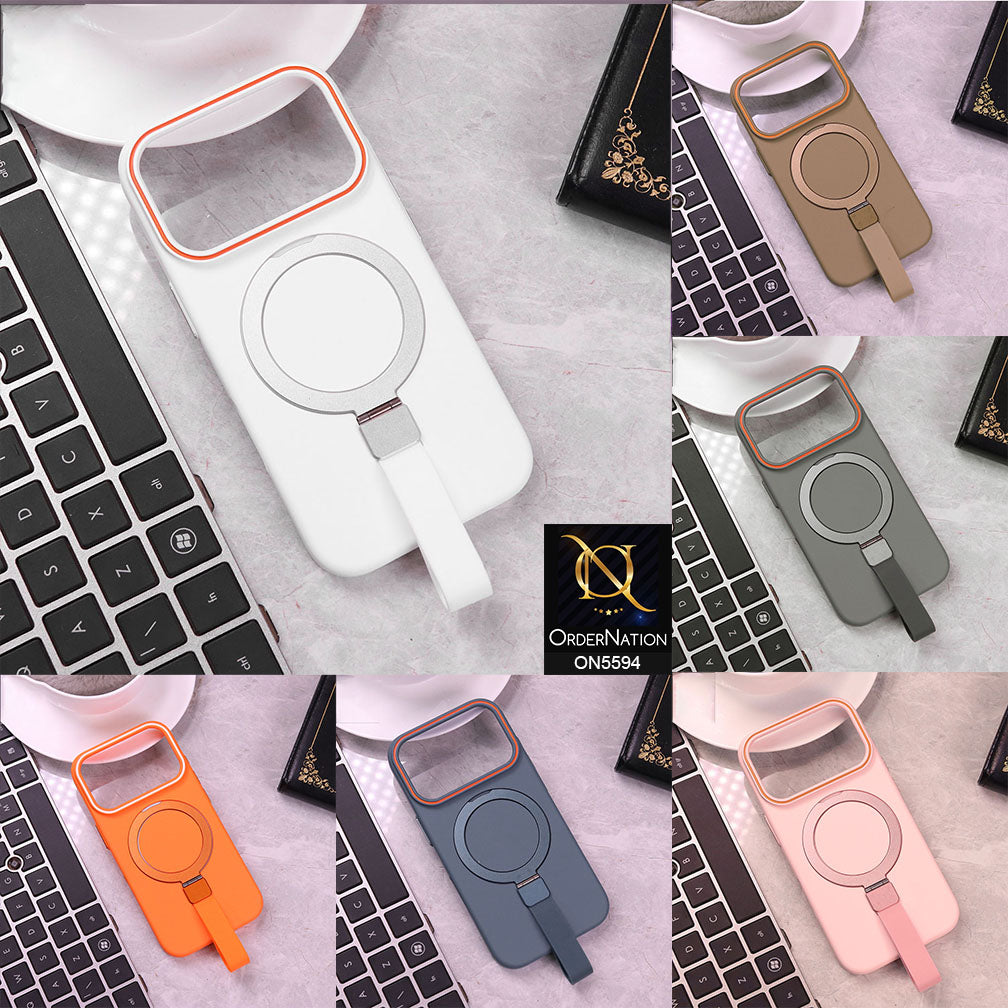 iPhone 17 Pro Max Cover - Gray - Trendy Magsafe Magnetic Kickstand Holder With Silicon Grip Protective Hard Shell Case