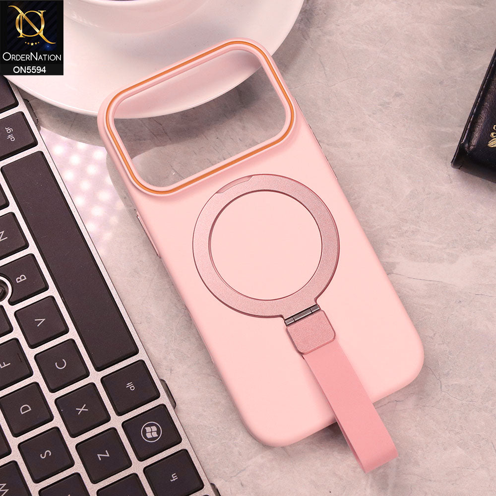iPhone 17 Pro Max Cover - Pink - Trendy Magsafe Magnetic Kickstand Holder With Silicon Grip Protective Hard Shell Case