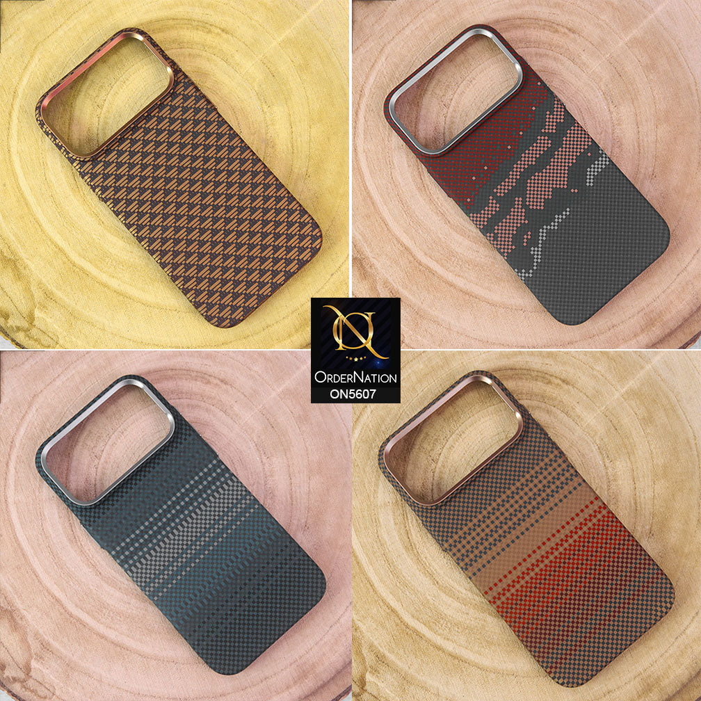 iPhone 17 Pro Max Cover - Design4 - Premium DFashionDesign Carbon Fiber Texture Ultra Thin Shell Case With Metal Camera Ring Borders
