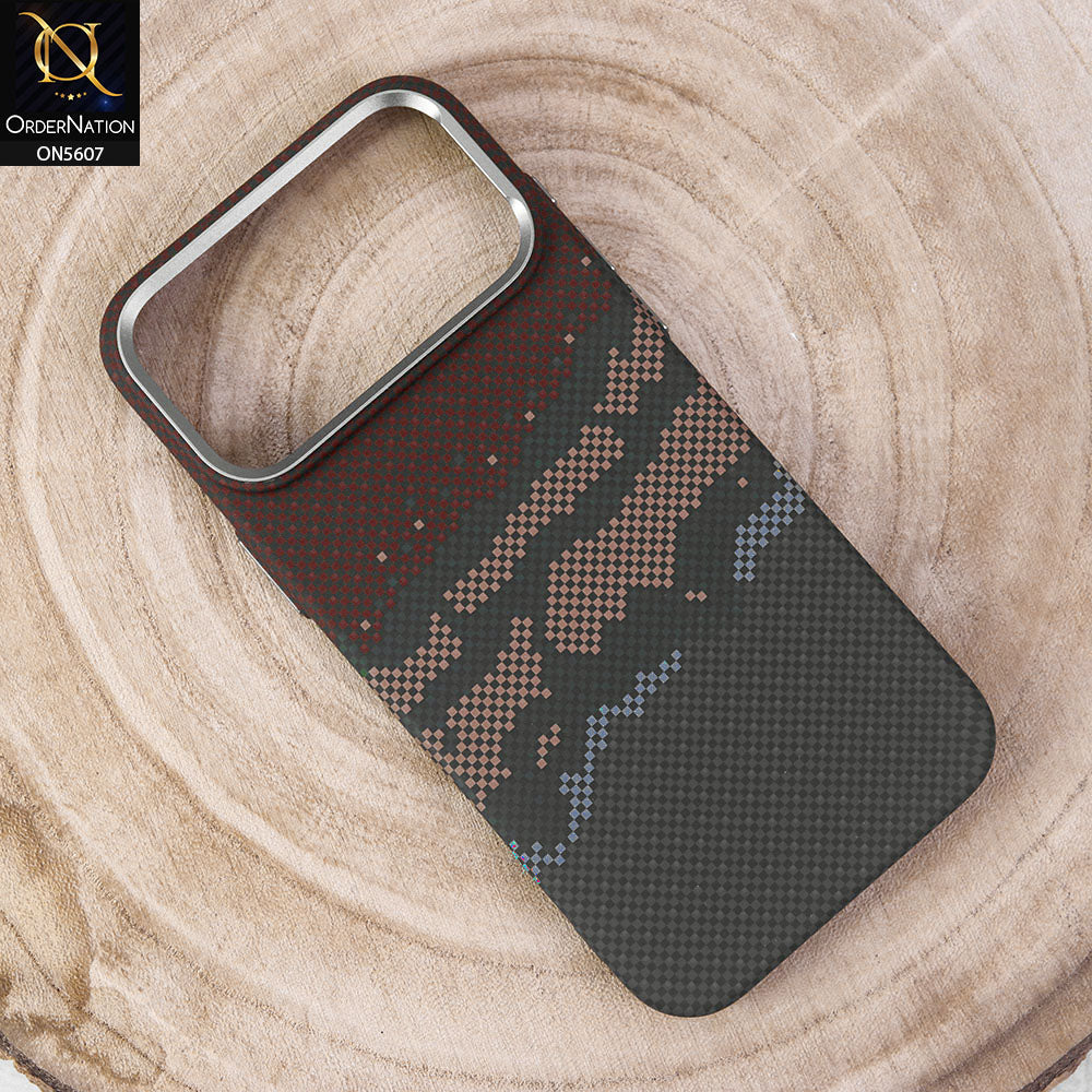 iPhone 17 Pro Max Cover - Design3 - Premium DFashionDesign Carbon Fiber Texture Ultra Thin Shell Case With Metal Camera Ring Borders