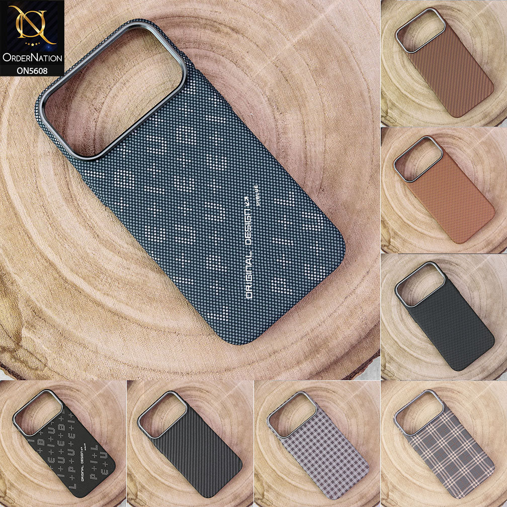 iPhone 17 Pro Max Cover - Design8 - Premium Piblue Carbon Fiber Texture Ultra Thin Shell Case With Metal Camera Ring Borders