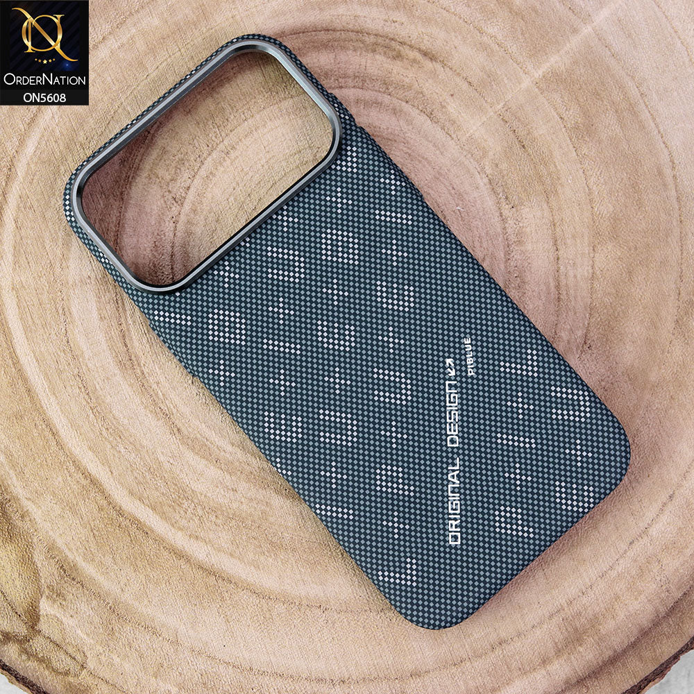 iPhone 17 Pro Max Cover - Design1 - Premium Piblue Carbon Fiber Texture Ultra Thin Shell Case With Metal Camera Ring Borders