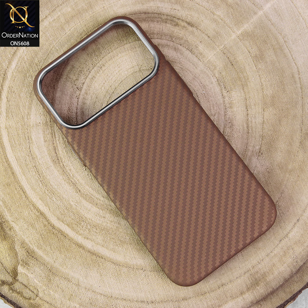 iPhone 17 Pro Max Cover - Design2 - Premium Piblue Carbon Fiber Texture Ultra Thin Shell Case With Metal Camera Ring Borders