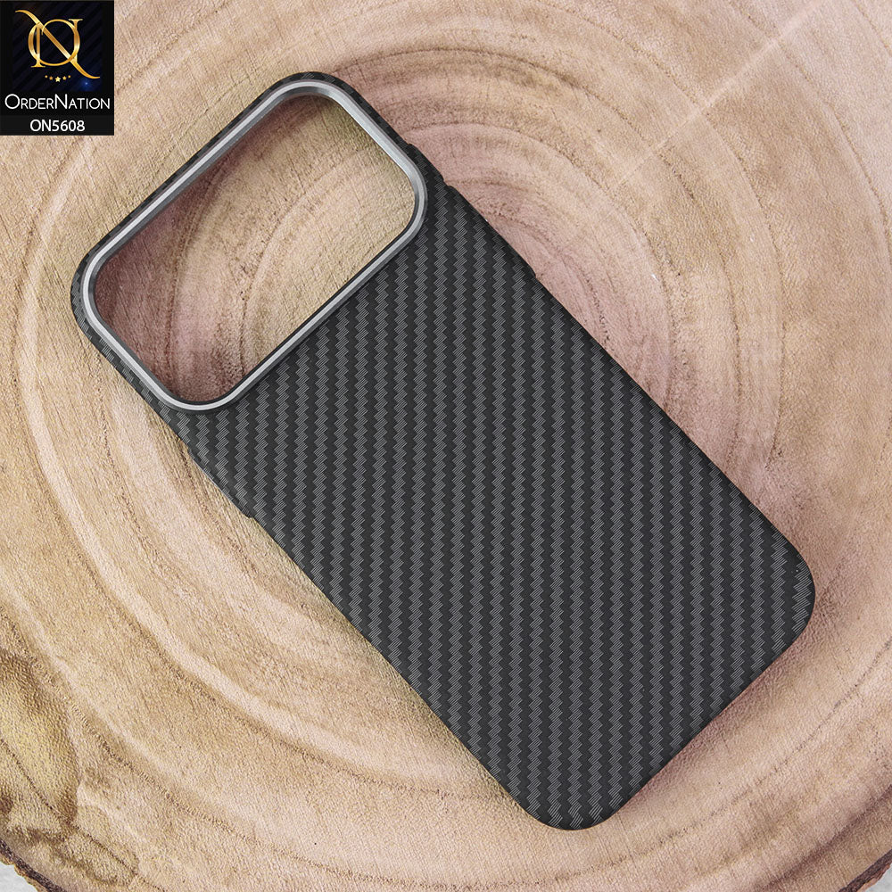 iPhone 17 Pro Max Cover - Design9 - Premium Piblue Carbon Fiber Texture Ultra Thin Shell Case With Metal Camera Ring Borders