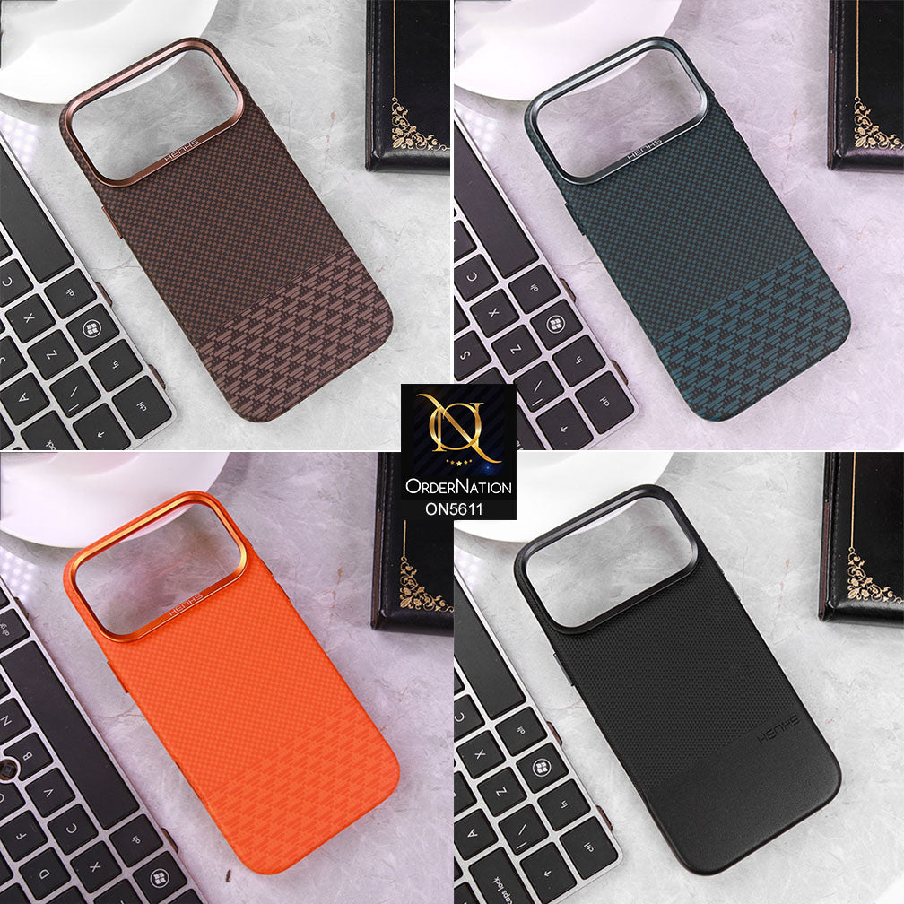 iPhone 17 Pro Max Cover - Design4 - New Henks Premium Carbon Fiber Texture Case With Metal Camera Ring