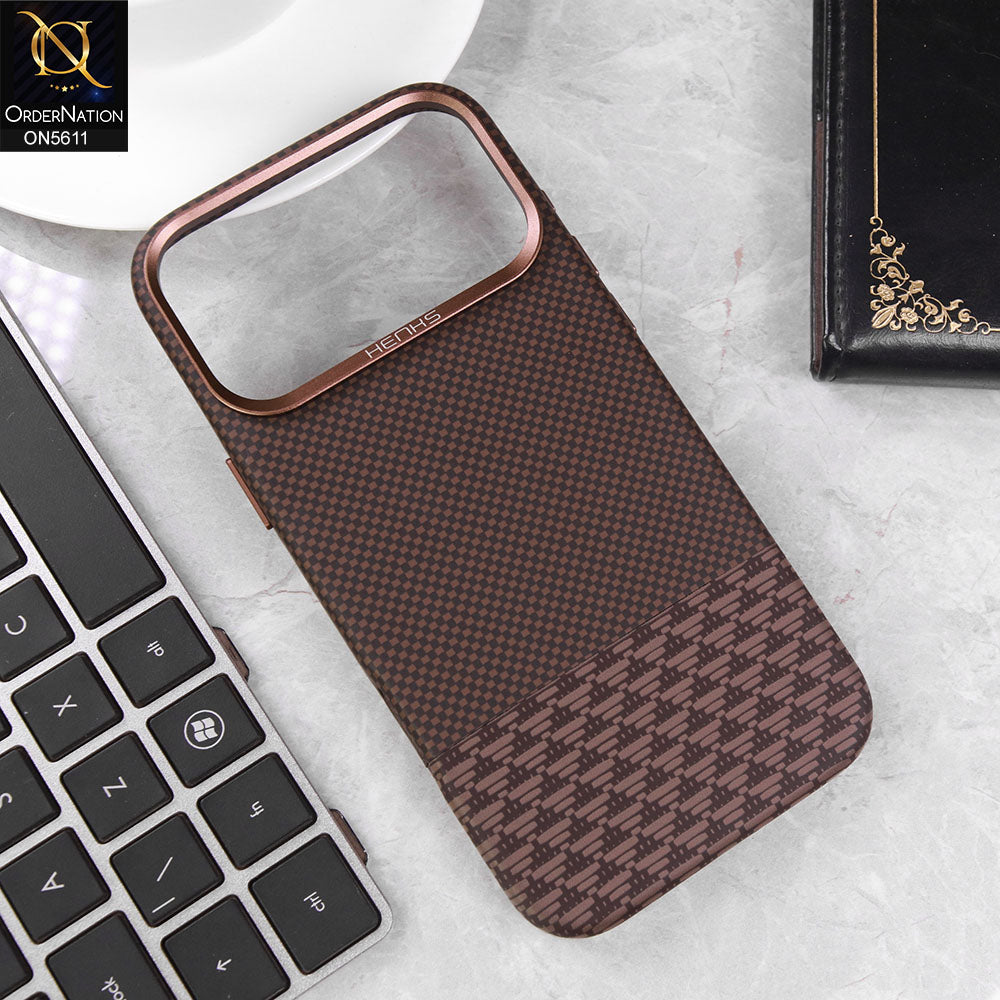 iPhone 17 Pro Max Cover - Design1 - New Henks Premium Carbon Fiber Texture Case With Metal Camera Ring