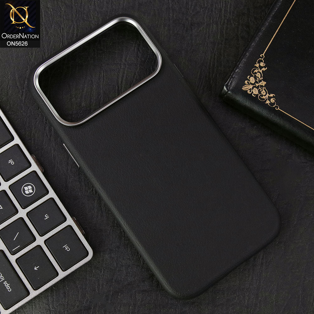 iPhone 17 Pro Max Cover - Black -New Henks Premium Quality Vegan Leather Hazel Series Case With Metal Camera Ring