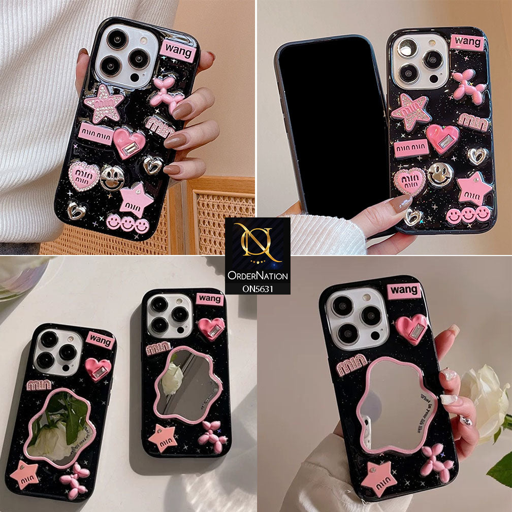 iPhone 17 Pro Max Cover - Design 2 - 3D Cartoon Pink Love Heart Little Star Glossy Surface Case