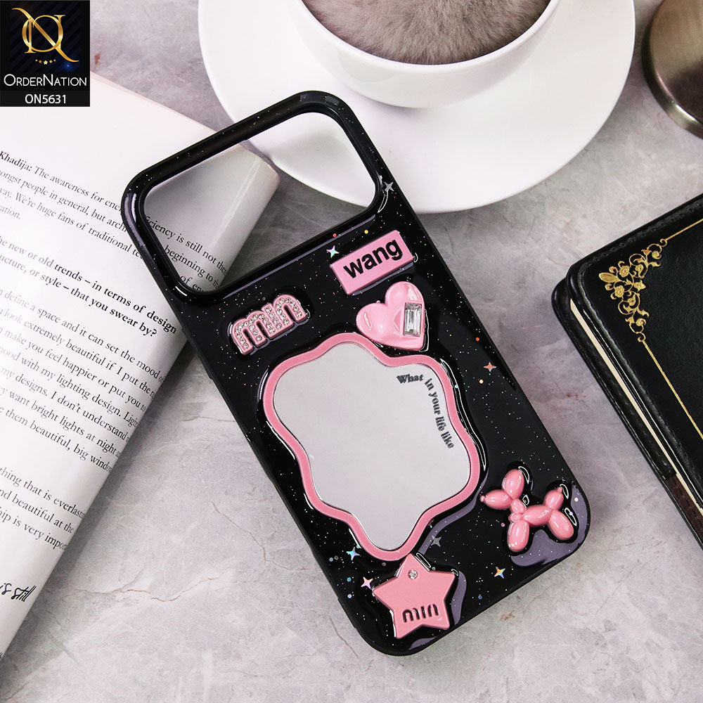 iPhone 17 Pro Max Cover - Design 2 - 3D Cartoon Pink Love Heart Little Star Glossy Surface Case