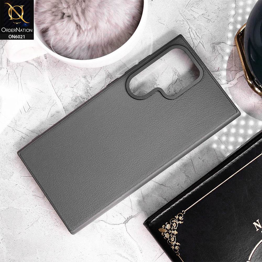 Samsung Galaxy S24 Ultra Cover - Gray - BIGC Leather Case With All Around Full Camera Protection