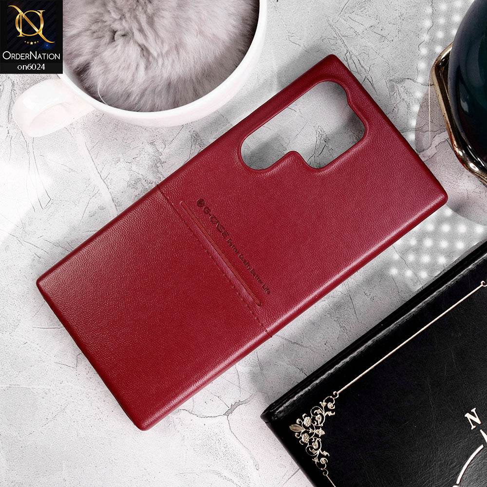 Samsung Galaxy S24 Ultra Cover - Red - G-Case Fine Leather Cardcool Series Case