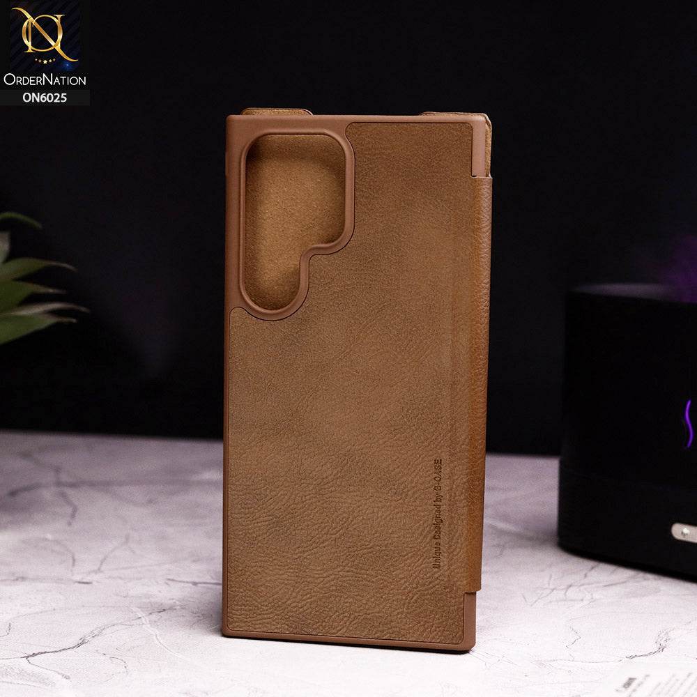 Samsung Galaxy S24 Ultra Cover - Brown - G-Case Business Series Premium PU Leather Flip Book Card Slot Case