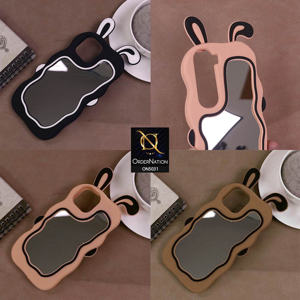 Infinix Smart 9 HD Cover - Peach - 360-Degree Protection Cute Cartoon Bunny Mirror Soft Silicone Case - Futurestore.pk