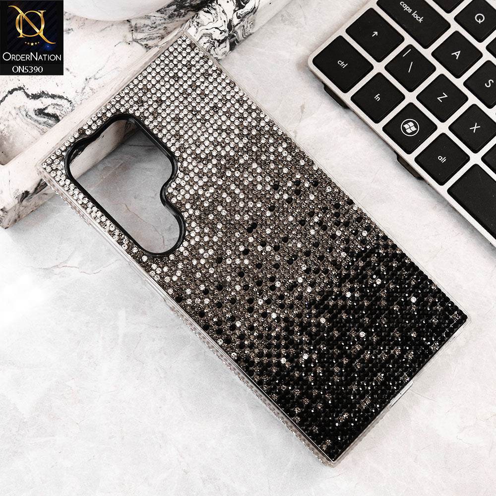 Samsung Galaxy S22 Ultra Cover - Gray - Luxurious Gradiant Rhinestone Soft border Shiny Case