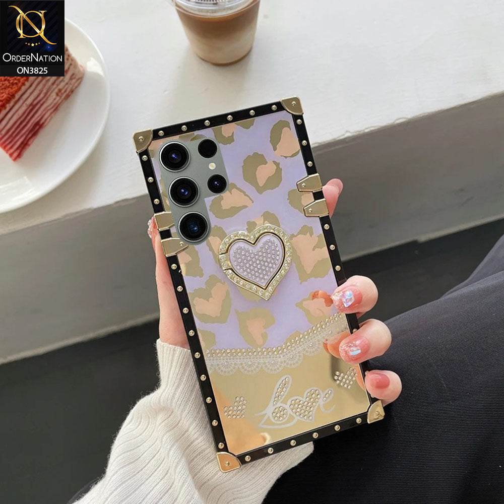 Samsung Galaxy S24 Ultra Cover - Design3 - Heart Bling Diamond Glitter Soft TPU Trunk Case With Ring Holder - Futurestore.pk
