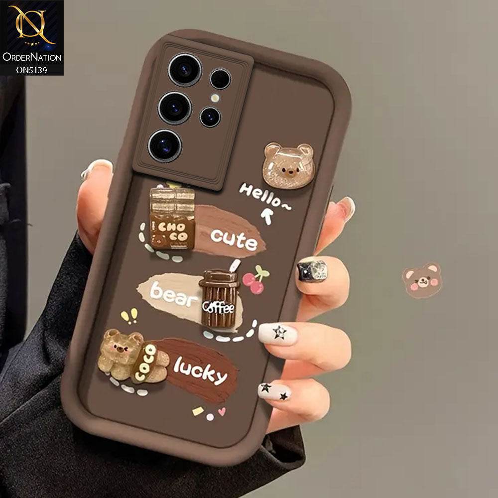 Samsung Galaxy S24 Ultra - Brown - Trendy 3D Cute Cartoon And Coffee Chocolate Soft Silicon Shockproof Case With Camera Protection - Futurestore.pk