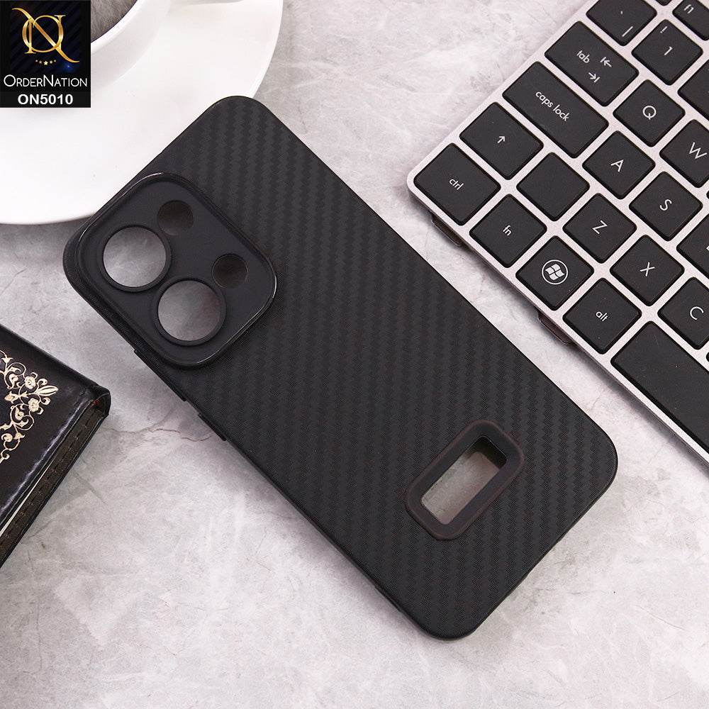 Oppo Reno 13 Cover - Black - New Carbon Fiber Ultra Thin Matte Soft Case With Logo Hole - Futurestore.pk