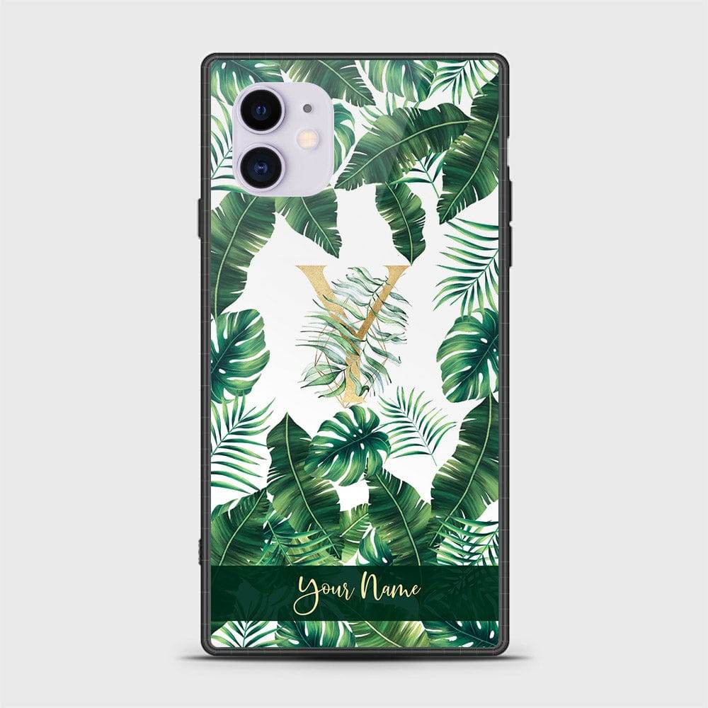 iPhone 11 Cover -Personalized Alphabet Series - HQ Ultra Shine Premium Infinity Glass Soft Silicon Borders Case Square Style Design5