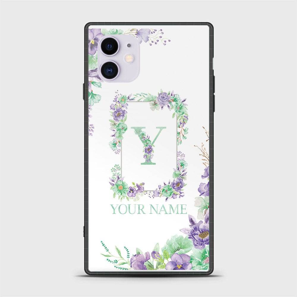 iPhone 11 Cover -Personalized Alphabet Series - HQ Ultra Shine Premium Infinity Glass Soft Silicon Borders Case Square Style Design6