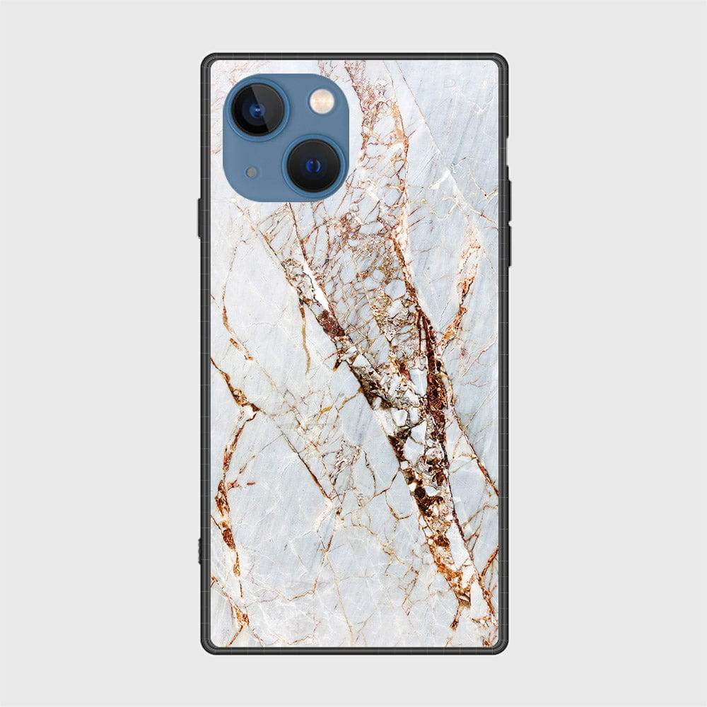 iPhone 13 Cover- White Marble Series - HQ Ultra Shine Premium Infinity Glass Soft Silicon Borders Case Design5