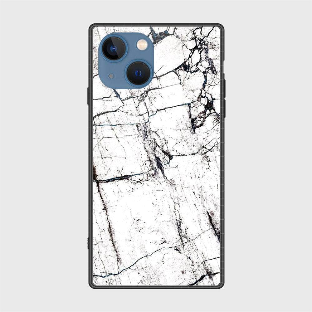iPhone 13 Cover- White Marble Series 2 - HQ Ultra Shine Premium Infinity Glass Soft Silicon Borders Case Design2