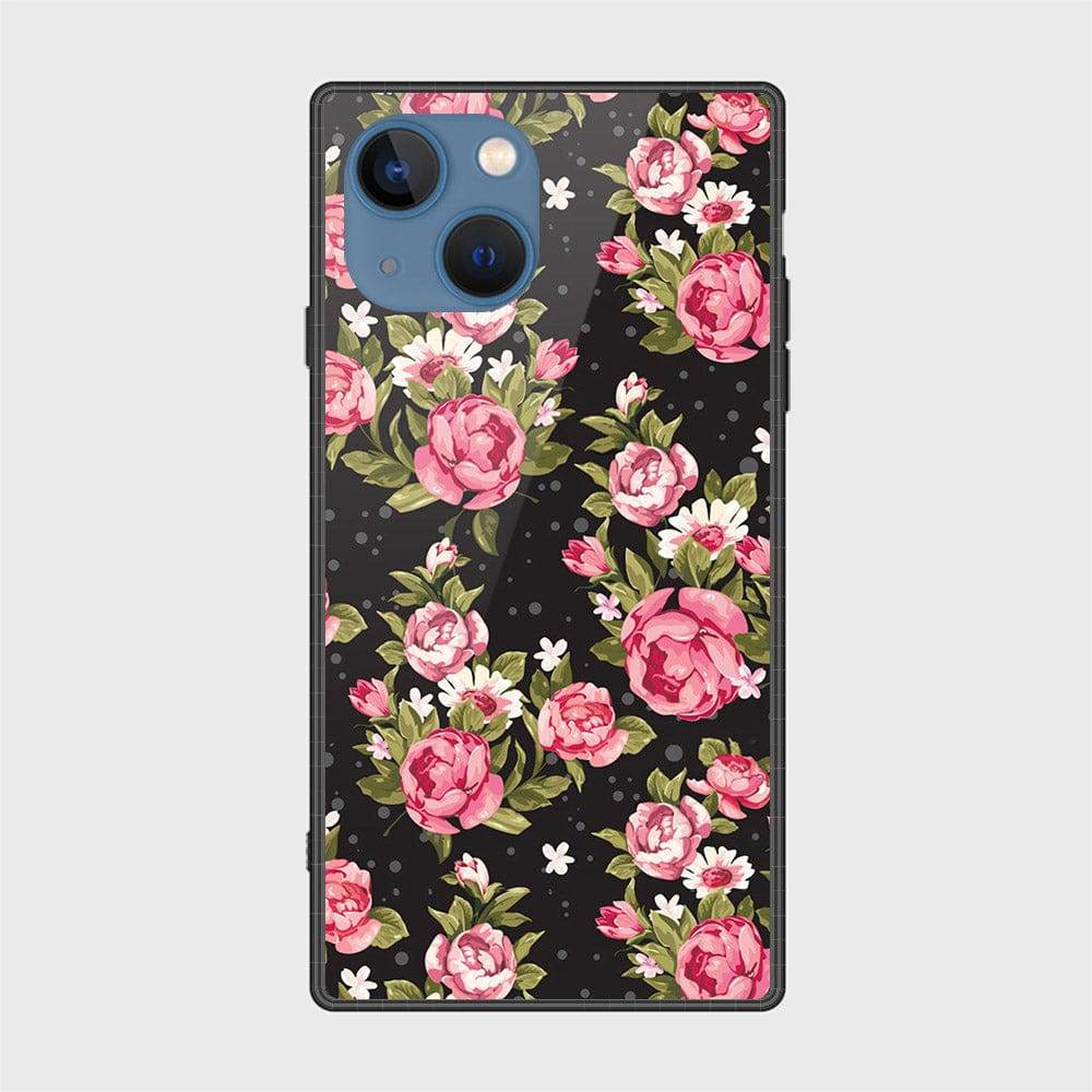 iPhone 13 Cover- Floral Series - HQ Ultra Shine Premium Infinity Glass Soft Silicon Borders Case Design2
