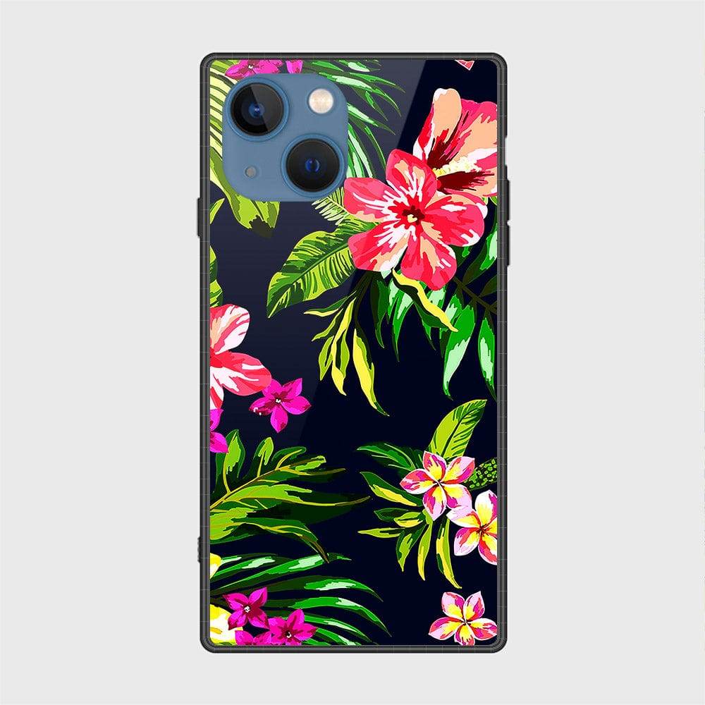 iPhone 13 Cover- Floral Series - HQ Ultra Shine Premium Infinity Glass Soft Silicon Borders Case Design4