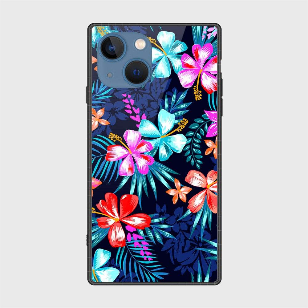 iPhone 13 Cover- Floral Series - HQ Ultra Shine Premium Infinity Glass Soft Silicon Borders Case Design6