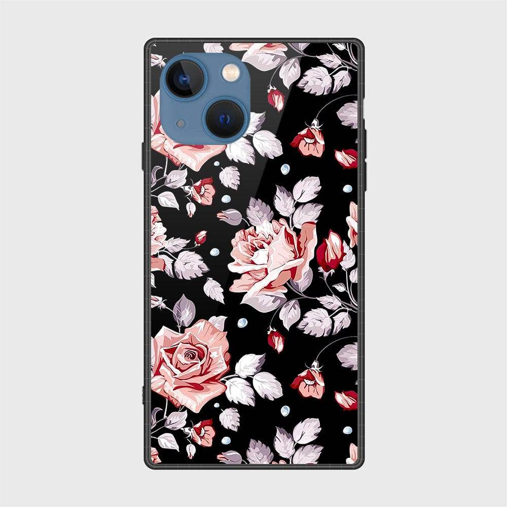 iPhone 13 Cover- Floral Series - HQ Ultra Shine Premium Infinity Glass Soft Silicon Borders Case Design7