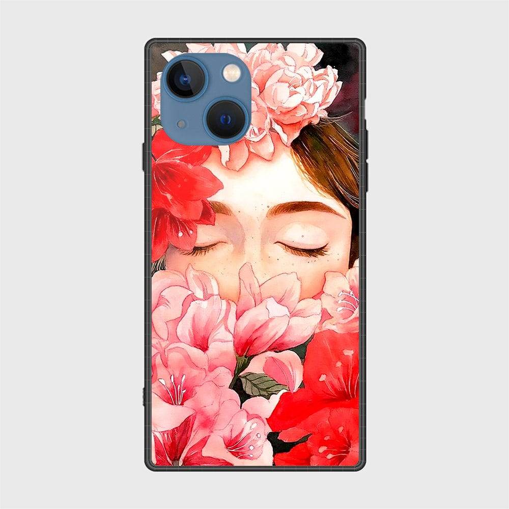 iPhone 13 Cover- Floral Series - HQ Ultra Shine Premium Infinity Glass Soft Silicon Borders Case Design8