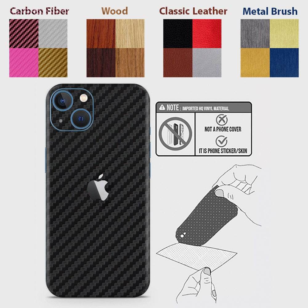 iPhone 13 Back Skins - Material Series - Glitter, Leather, Wood, Carbon Fiber etc - Only Back No Sides - Futurestore.pk