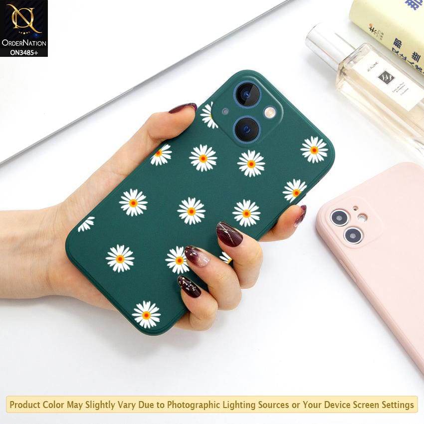 iPhone 13 Cover - ONation Daisy Series - HQ Liquid Silicone Elegant Colors Camera Protection Soft Case - Futurestore.pk