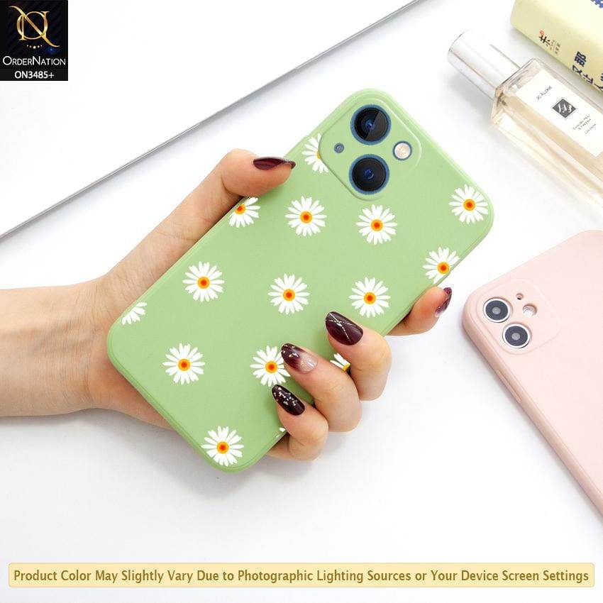 iPhone 13 Cover - ONation Daisy Series - HQ Liquid Silicone Elegant Colors Camera Protection Soft Case - Futurestore.pk