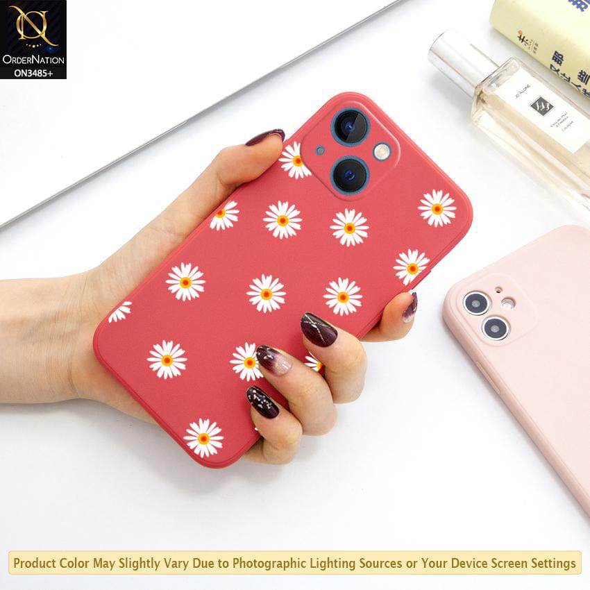 iPhone 13 Cover - ONation Daisy Series - HQ Liquid Silicone Elegant Colors Camera Protection Soft Case - Futurestore.pk