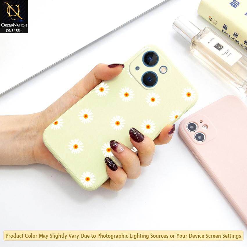 iPhone 13 Cover - ONation Daisy Series - HQ Liquid Silicone Elegant Colors Camera Protection Soft Case - Futurestore.pk