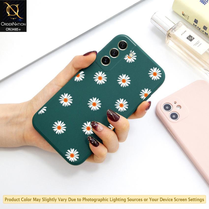 Samsung Galaxy S21 FE 5G Cover - ONation Daisy Series - HQ Liquid Silicone Elegant Colors Camera Protection Soft Case
